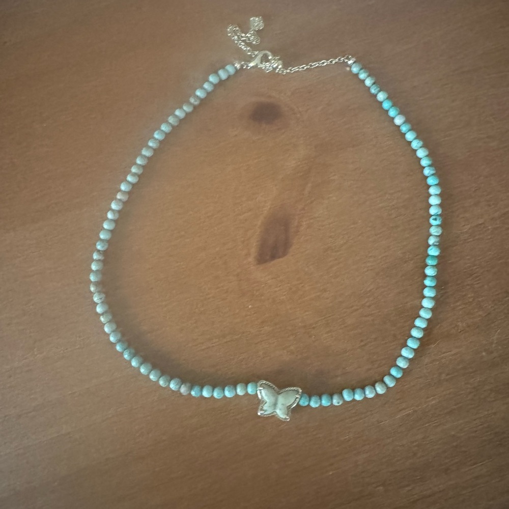 Kendra Scott Blue Beaded Necklace with Gold Butterfly Charm